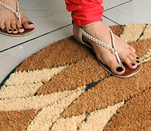 Coco & Coir Palm Cluster Arc Indoor Outdoor Doormat, Natural Brown Coir with Non-Slip Rubber Backing, W: 75 cm, D: 45 cm, H: 1.6 cm – 4
