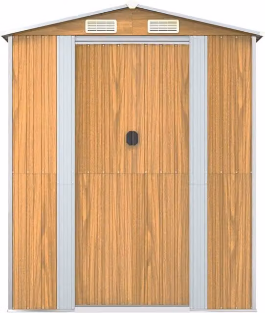 Berkfield Garden Shed in Light Brown Galvanised Steel, W/D/H: 192 x 108 x 223 cm