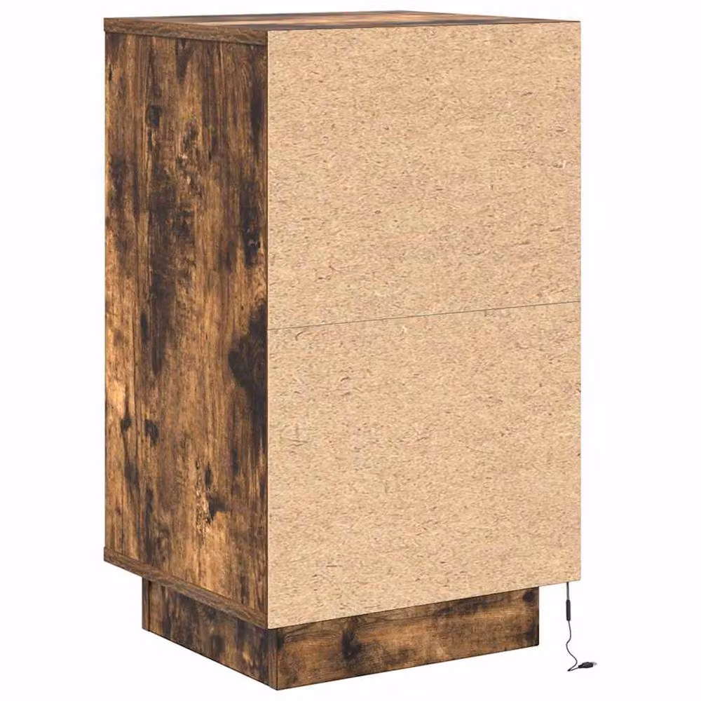 Berkfield Home Durable Bedside Cabinet with Integrated LED Lights in Smoked Oak, W/D/H: 38 x 34 x 65 cm – 7