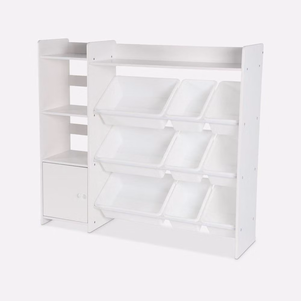 sweeek Storage Unit with 9 Storage Boxes, 4 Shelves and 1 Door, White, W/D/H: 100.0 x 29.7 x 111.8 cm – 2