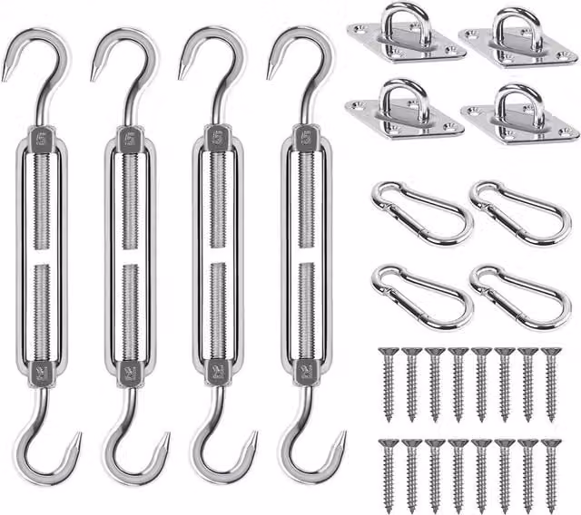 NESTLUNE Stainless Steel Fixing Kit for Garden Canopy Awning Attachments in Silver, 100 x 100 cm – 1