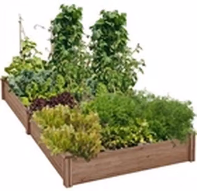 EONLION Stackable Wooden Raised Garden Planter Bed, Brown, W: 124.5 cm, D: 27 cm, H: 124.5 cm – 1
