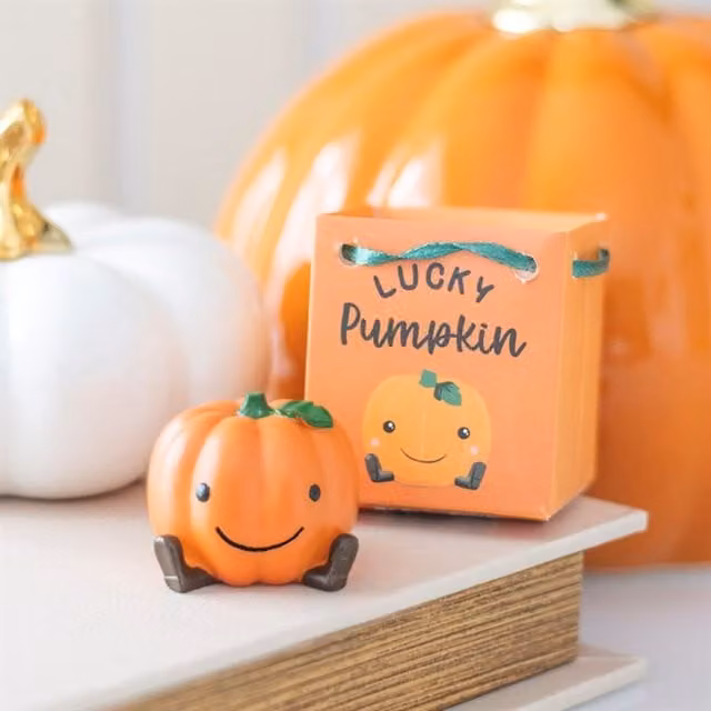 KDMK Set of Orange Lucky Pumpkin Tabletop Ornaments for Halloween Parties