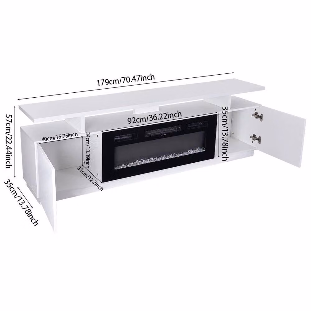 FORGEVIO White Modern Glossy 70inch TV Stand Cabinet Unit – 1
