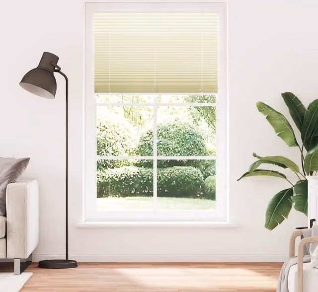 Berkfield Home Single Pleat Semi-Transparent Polyester Blind in Beige, W: 120 cm, H: 200 cm