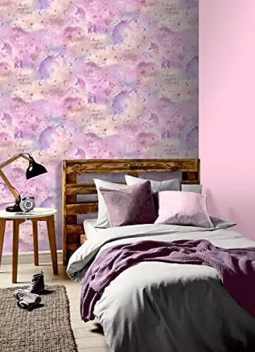 Arthouse Galaxy Unicorn Wallpaper in Pink, White and Multicolour, W: 53 cm x L: 1005 cm – 2