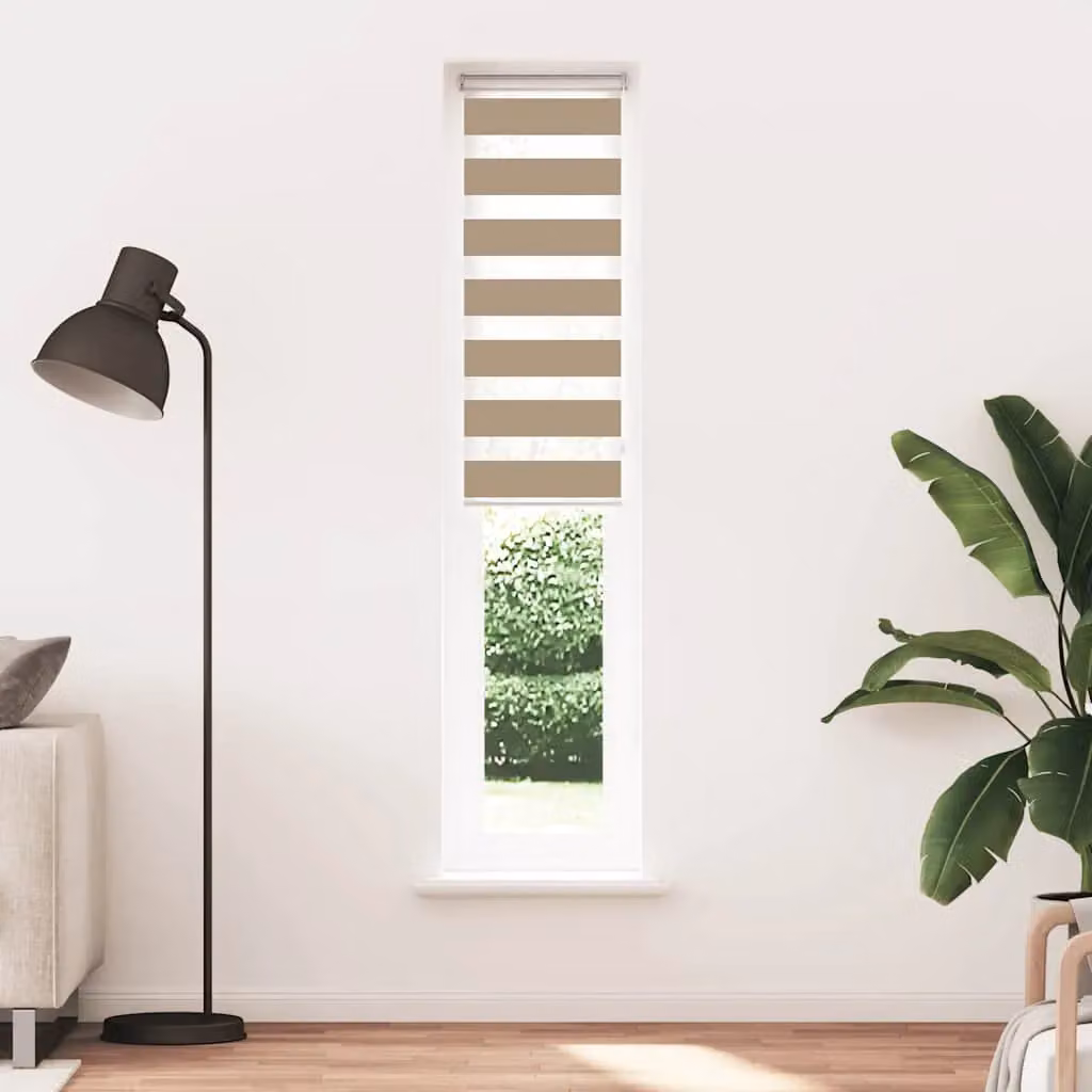 Berkfield Home Zebra Blind in Sand Brown, W: 45 cm, H: 200 cm, Polyester Fabric – 2