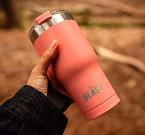 Greens Steel Beast Tumbler in Pink, 900 ml Vacuum Insulated Stainless Steel Mug with Lid – 5