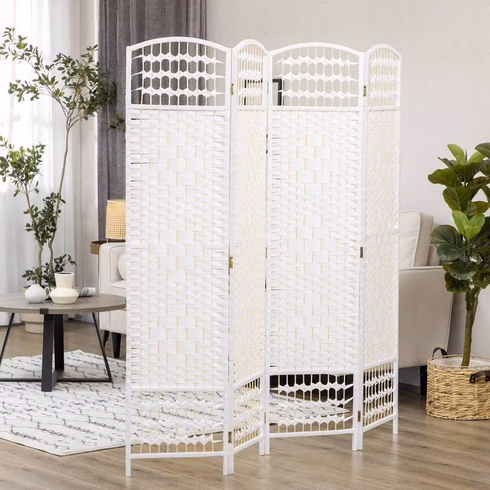 PAWNORA 4 Panel Folding Room Divider in White – 2