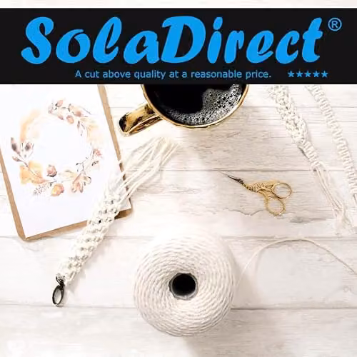 SolaDirect Premium Grey Macrame Cord, 300 m of 2 mm Thick Natural Cotton Thread Yarn for DIY Crafts and Home Decoration