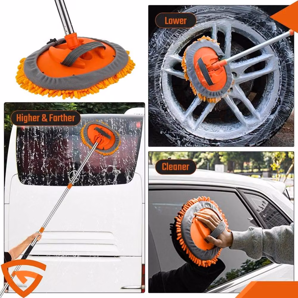 SPETLEK 62 inch Telescopic Car Wash Brush Kit with Refillable Head, Orange – 4
