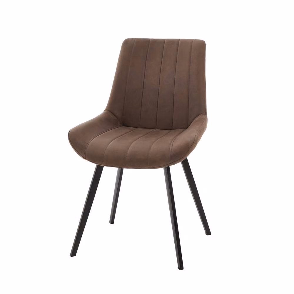 Wyld Haus Montagny Dining Chair in Brown Ribbed Synthetic Leather – 3