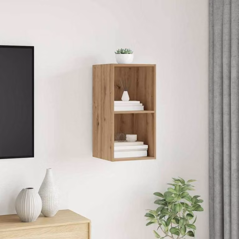 Berkfield Home Artisan Oak TV Cabinet in Brown, W/D/H: 37 x 37 x 72 cm