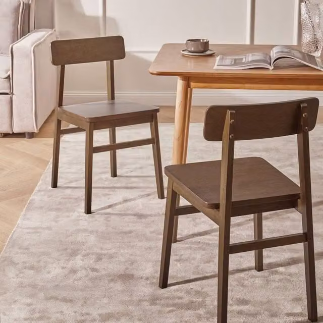 Wyld and Coco Heritage Set of 2 Dark Brown Rubberwood Dining Chairs – 1