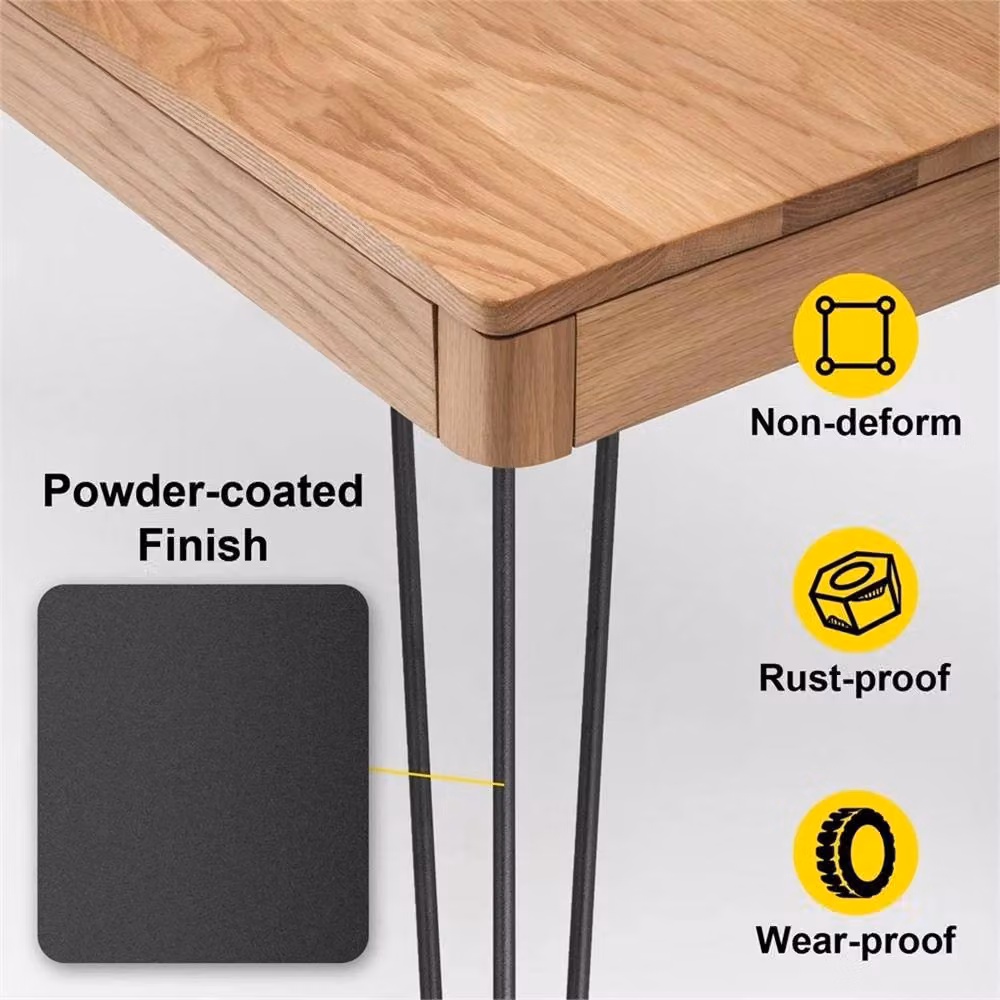 Nordara 4-Piece Matt Black Steel Hairpin Table Legs with Screws – 5