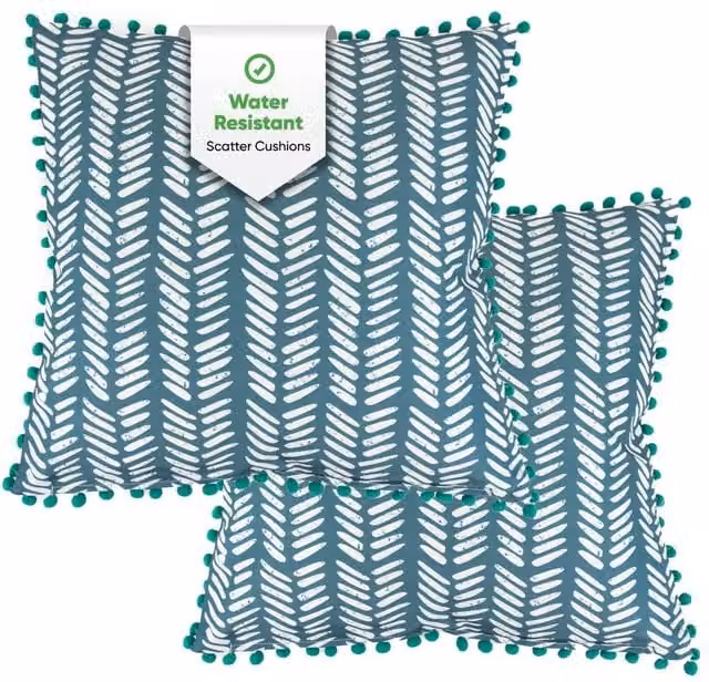 Gardenwize Pack of 2 Petrol Floral Outdoor Square Scatter Cushions