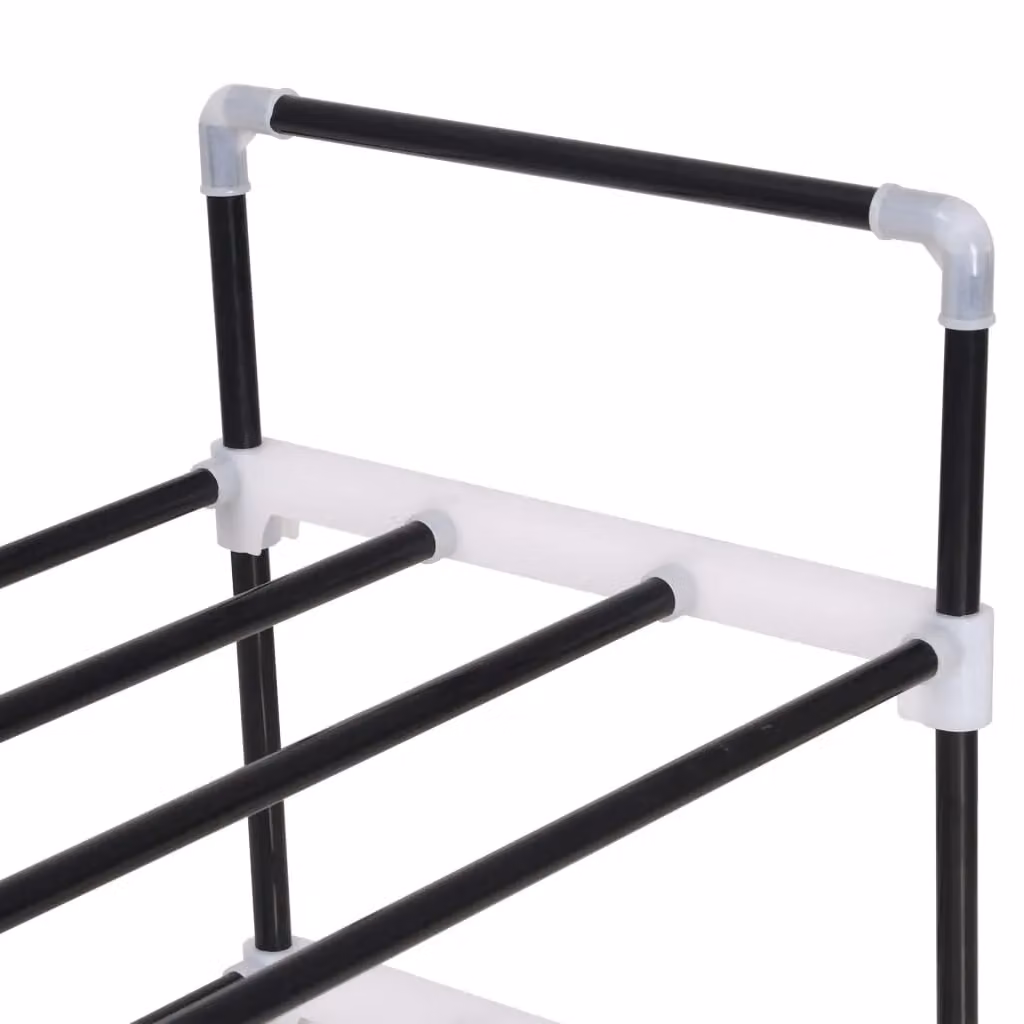 Berkfield Home Freestanding 7-Shelf Shoe Rack in Matt Black Metal and Plastic – 2