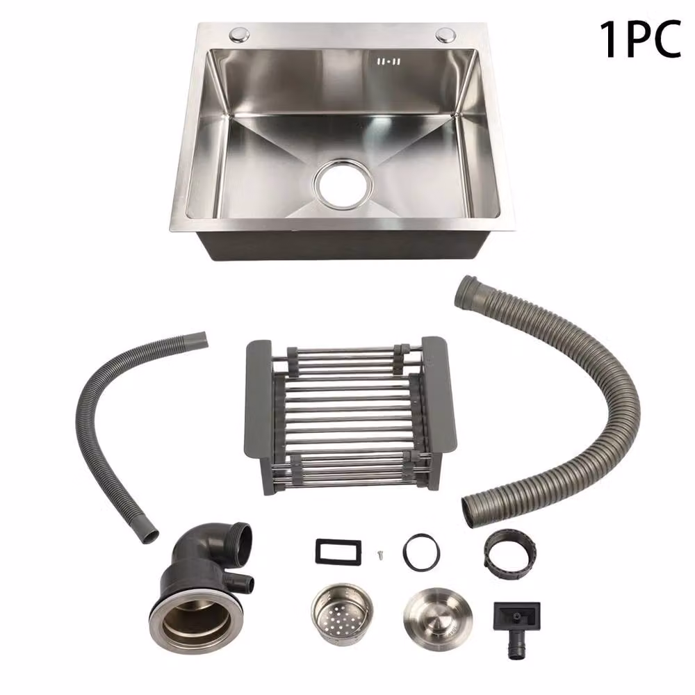 VOGREX Undermount Square Deep Stainless Steel Kitchen Sink in Silver – 6