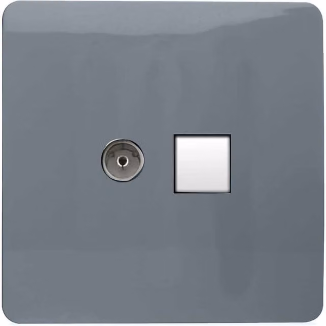 Trendi Artistic Modern Combination TV Co-axial and Telephone Socket in Warm Grey