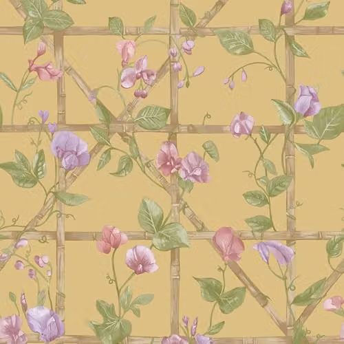 Holden Decor Botany Trailing Floral Trellis Wallpaper in Ochre, Yellow and Green