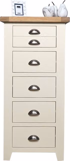 Elm Home And Garden Painted Oak Chest of 5 Drawers in White