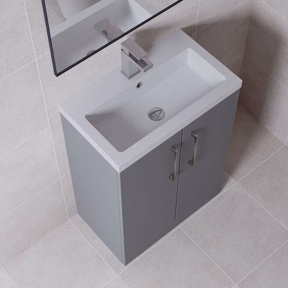 Balterley Modern Freestanding Bathroom Vanity Unit in Matt Grey, Width: 60 cm – 2