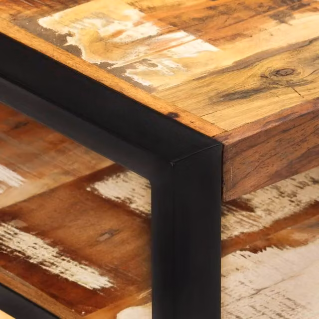 Berkfield Home Industrial Rectangular Coffee Table in Brown Solid Reclaimed Wood, W/D/H: 120 x 60 x 40 cm