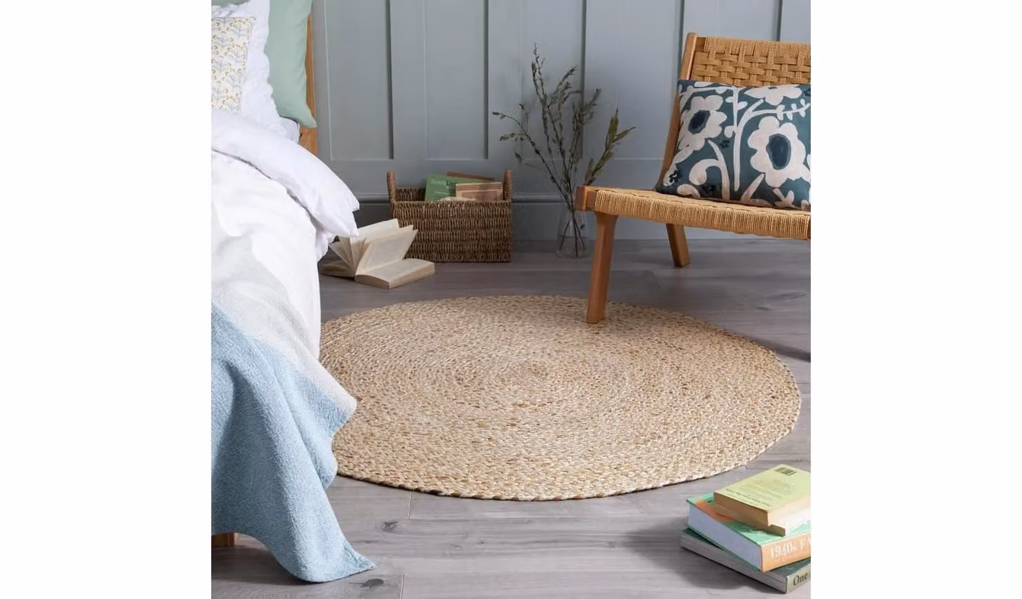 Habitat Braided Round Natural Jute Rug, Beige, Diameter: 120 cm