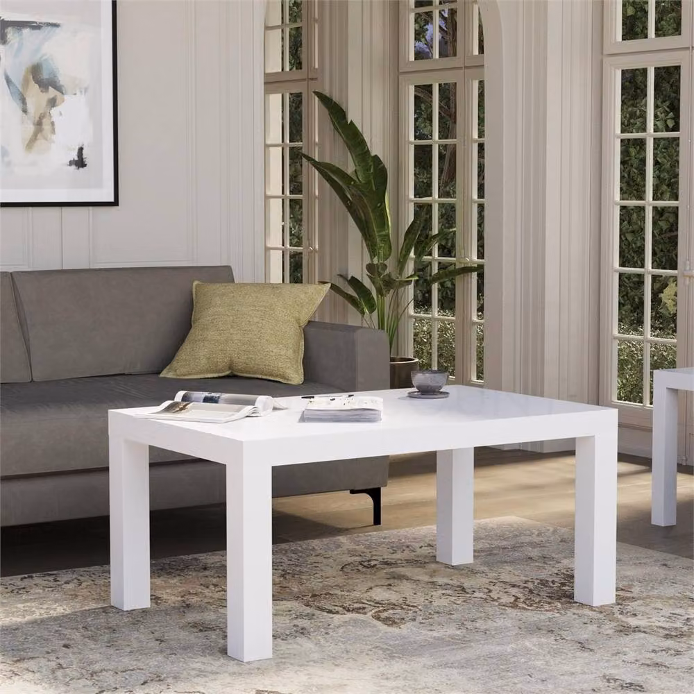 Kelvenix Modern White Wooden Coffee Table – 4