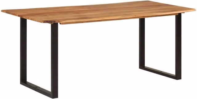 Berkfield Home Rectangular Dining Table in Brown Solid Acacia Wood with Sled Base, W/D/H: 180 x 90 x 76 cm – 1