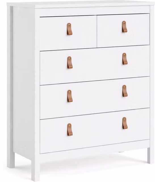 Furniture To Go Barcelona Chest of 5 Drawers in White Glossy MDF
