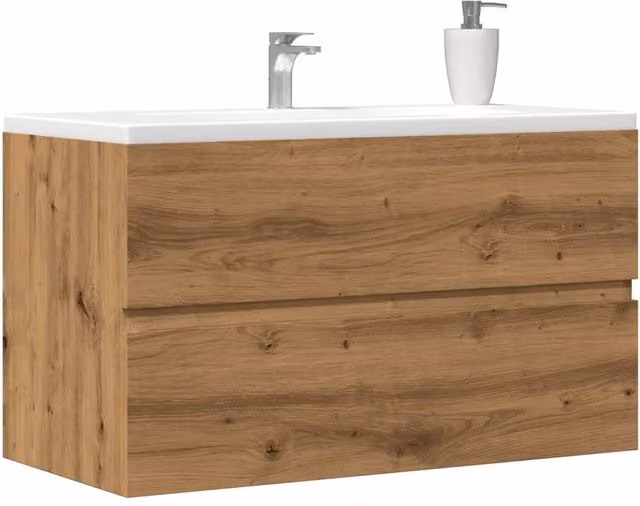 Berkfield Home Artisan Oak Sink Cabinet in Brown, W/D/H: 90 x 38.5 x 45 cm