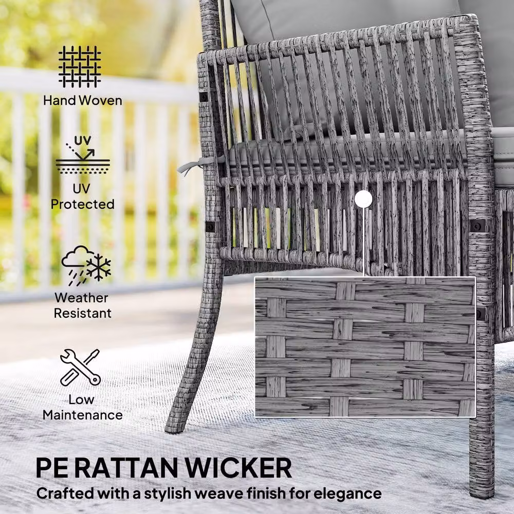 STILVORA 3-Piece Grey Garden Furniture Set with Coffee Table – 6