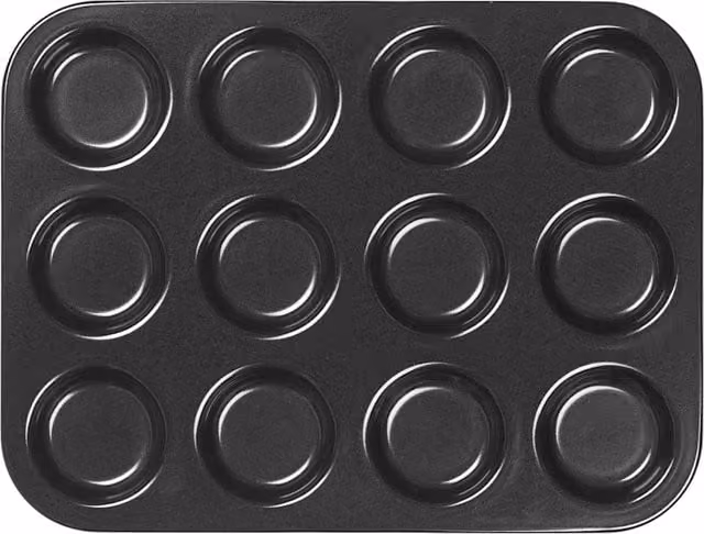 Tala Non-Stick Carbon Steel 12 Cup Shallow Muffin Tray, Black