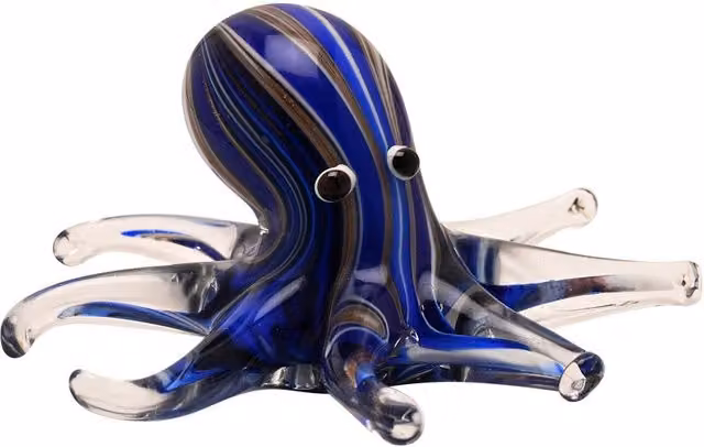 Objets d'Art Deep Blue Striped Glass Octopus Figurine – 1