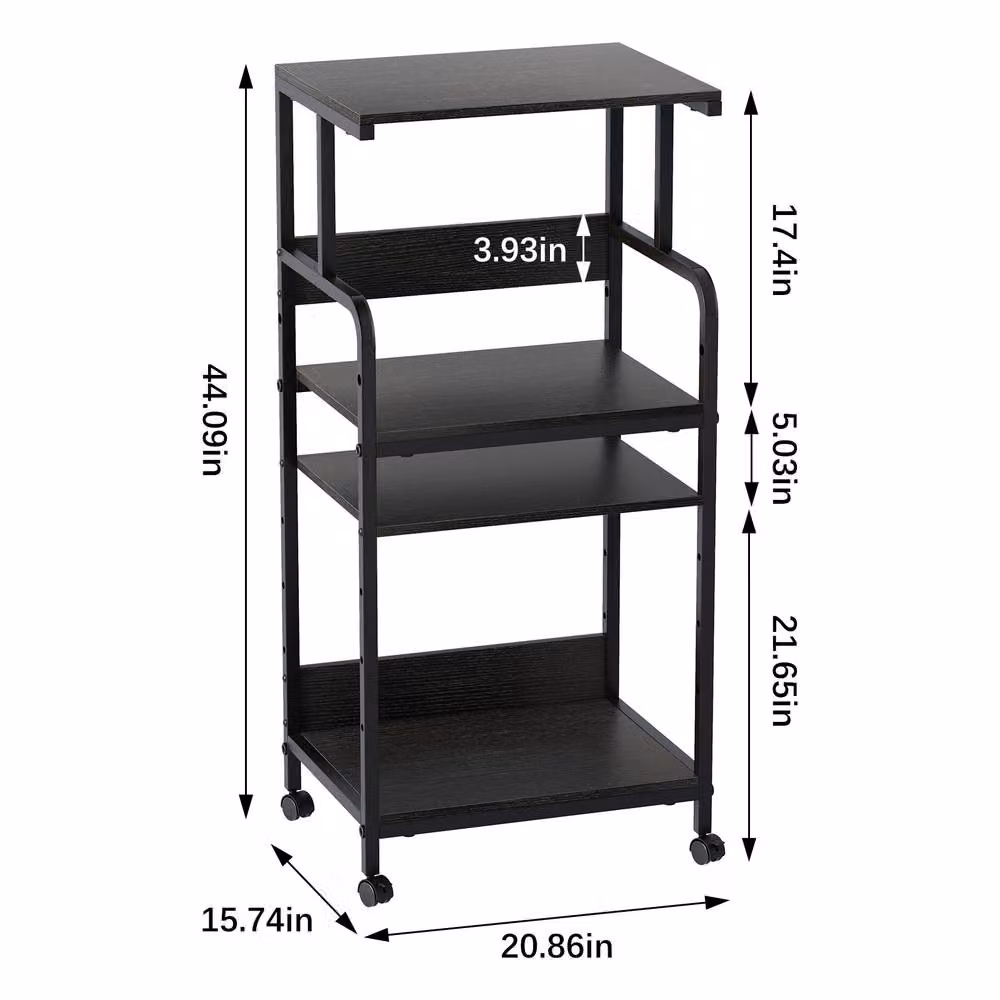 Huhote 4-Tier Printer Stand with Wheels and Adjustable Shelves in Black, W: 40.0 cm, D: 40.0 cm, H: 113.0 cm – 2