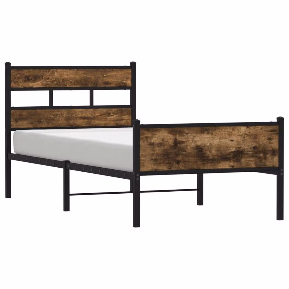 Berkfield Home Elegant Bed Frame in Smoked Oak and Brown, W/D/H: 105 x 190 x 91.5 cm – 3