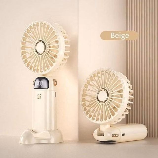 FLAVORA Beige Rechargeable Portable Mini USB Handheld Fan – 1