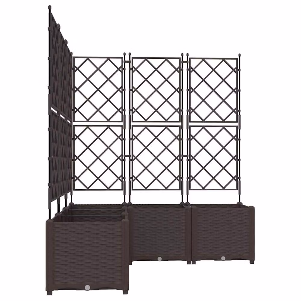 Berkfield Home Modern Garden Planter with Trellis, 5 Piece Set, Brown, W/D/H: 120 x 120 x 143 cm – 5
