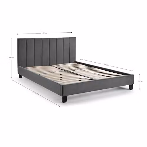Julian Bowen Rosa Grey Velvet Upholstered Bed Frame W/D/H: 140 x 200 x 145 cm – 2
