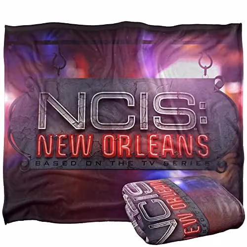 Trevco NCIS: New Orleans Neon Sign Super Soft Microfibre Fleece Throw Blanket, White, W/D/H: 152 x 127 cm
