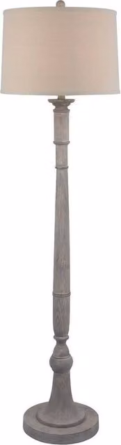 Lemon Pavilion Furniture and Decor Stella Floor Lamp with Linen Shade in White and Grey, W/D/H: 41 x 41 x 154 cm