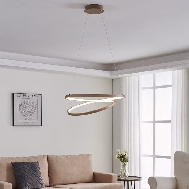Eglo Ruotale LED Gold Round Pendant Light in Sand