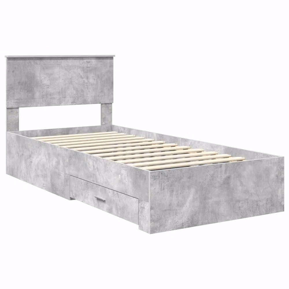 Berkfield Home Modern Bed Frame with Drawers in Concrete Grey, W/D/H: 90 x 200 cm, Engineered Wood – 2
