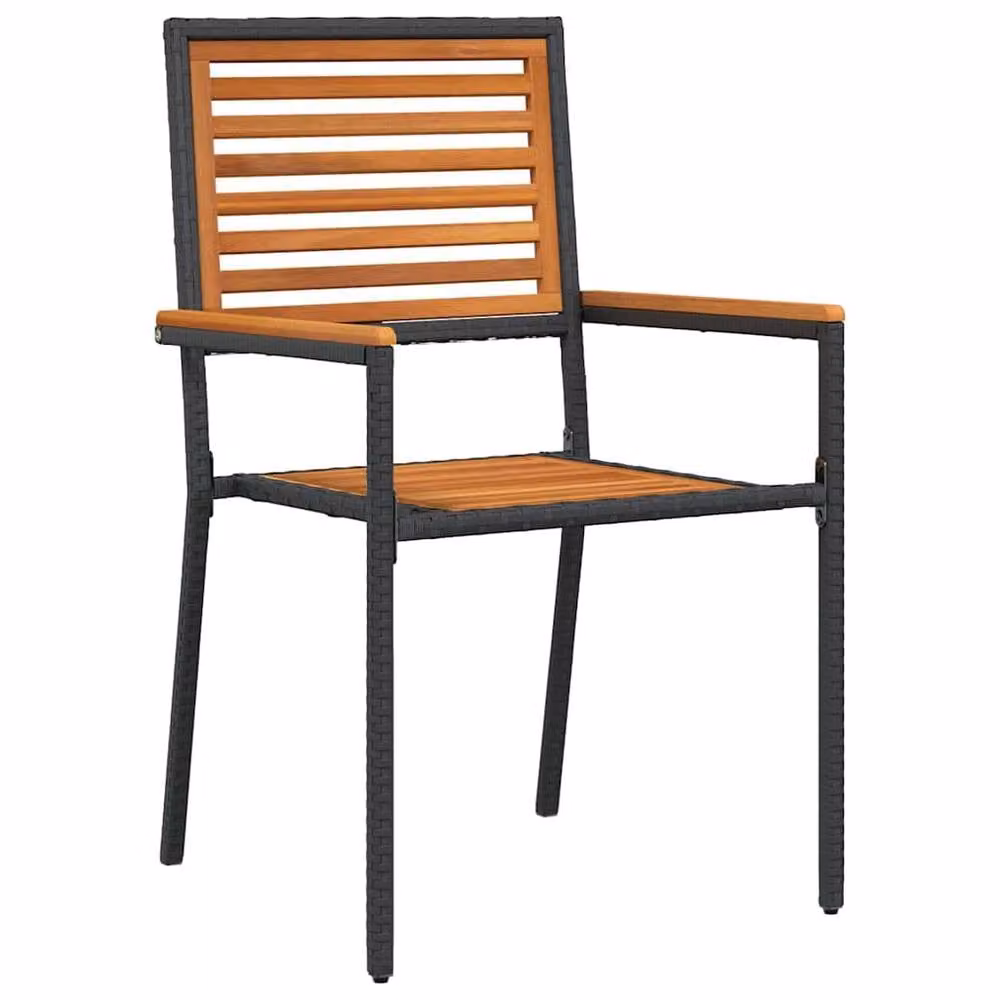 Berkfield Home Stacking Garden Chairs, 2 Pack, Black Poly Rattan – 4