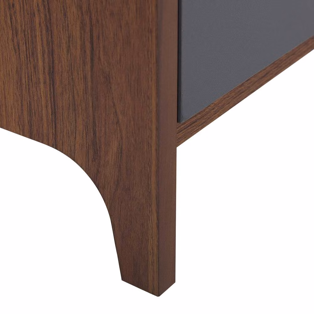 Wyld and Coco Retro 3-Door Sideboard in Brown Walnut-Coloured Wood Veneer – 6