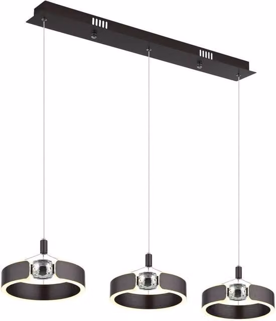 Netlighting Hendricks Bar Pendant Ceiling Light in Bronze with Transparent Glass and Warm White LED 3000K