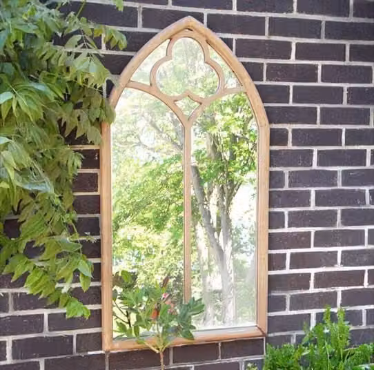 Primrose Antique Silver Wooden Gothic Glass Garden Wall Mirror, H 109.22 cm x W 60.96 cm x D 1.0 cm – 1