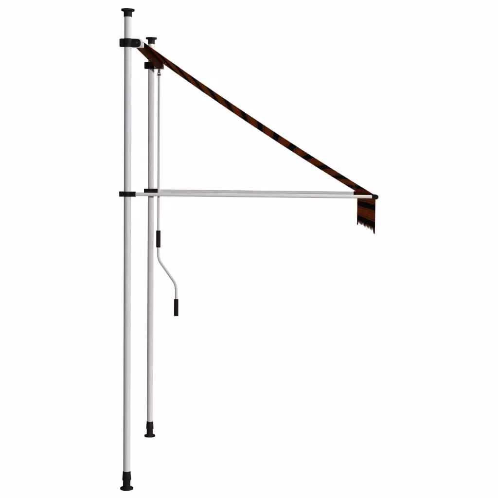 Berkfield Home Manual Retractable Folding Arm Awning in Orange and Brown Striped Polyester and Steel – 2