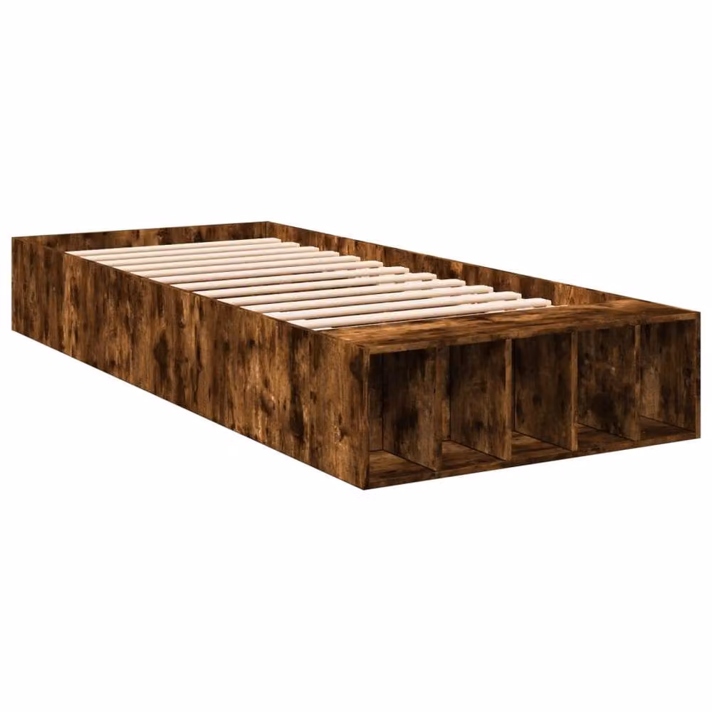 Berkfield Home Smoked Oak Bed Frame in Brown, W/D/H: 100 x 200 cm – 3